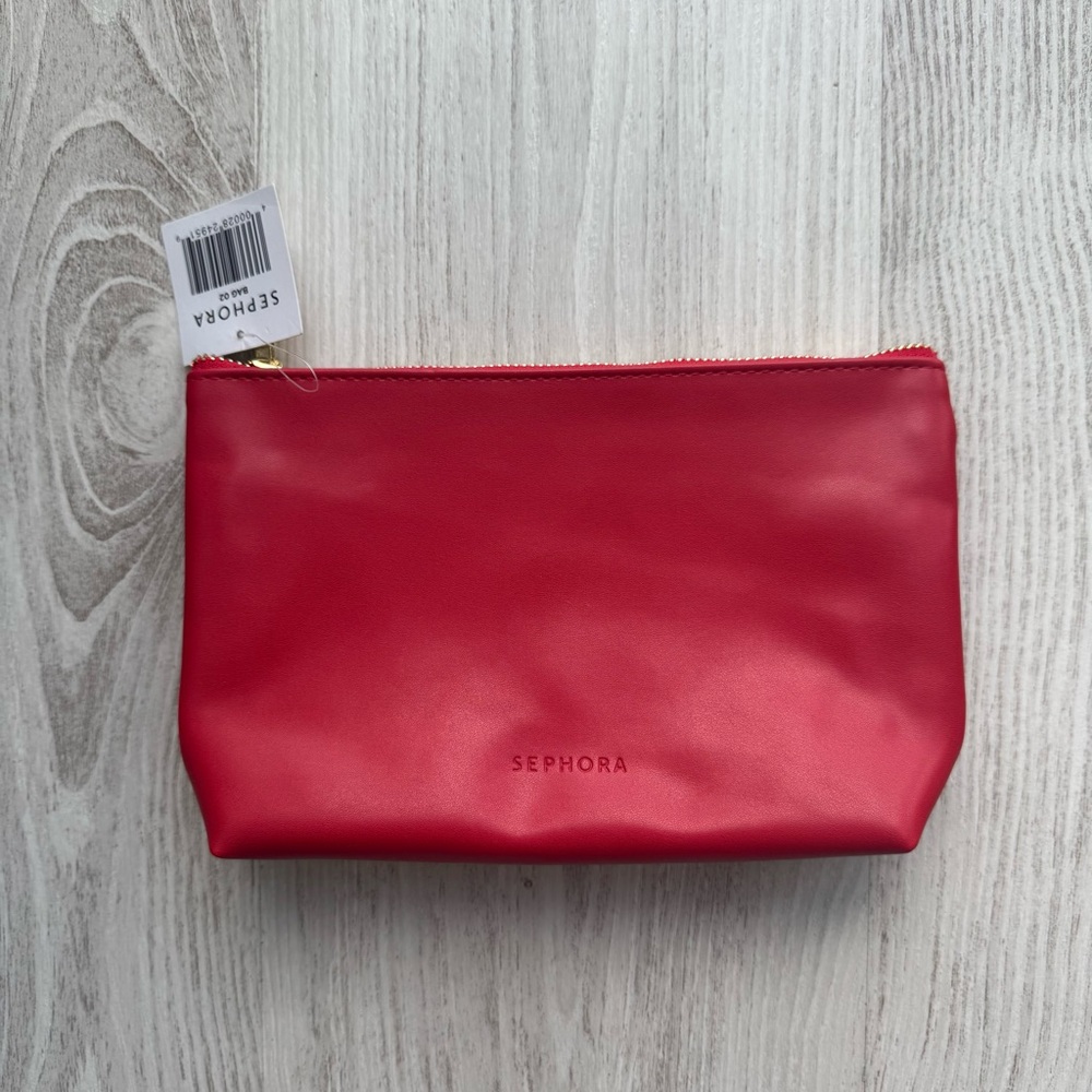 Sephora Lunar New Year red travel cosmetics clutch bag gold zipper closure